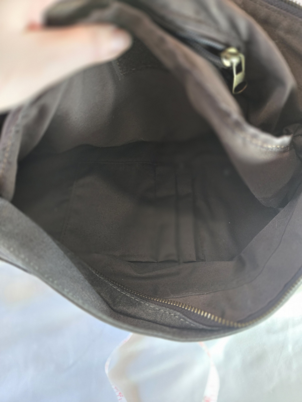 Leather-Trim Canvas Messenger Bag for Men - Brown & Gray - Picture 13 of 16